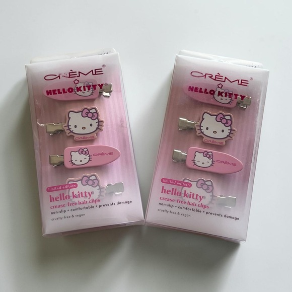 The Crème Shop Accessories - The Crème Shop Hello Kitty 4 Pc Hair Clips Pink New Crease-Free 2pk Sanrio